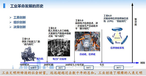 工業文明所締造的社會財富,遠遠超越過去數千年的總和。工業創造了璀璨的人類文明,工業革命發展經歷1.0至4.0總共四個階段
